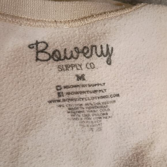 Bowery Supply Co. Mens M Mushroom Graphic Cream Crewneck Sweatshirt Fungi - Picture 6 of 9